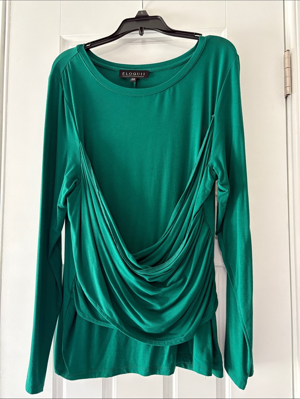 Eloquii Green Draped Long-Sleeve Top